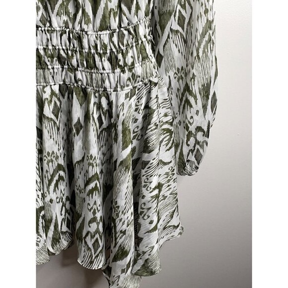 New MISA LA Mercy Chiffon Mini Dress Size M Lined Pullover Green - Picture 6 of 9